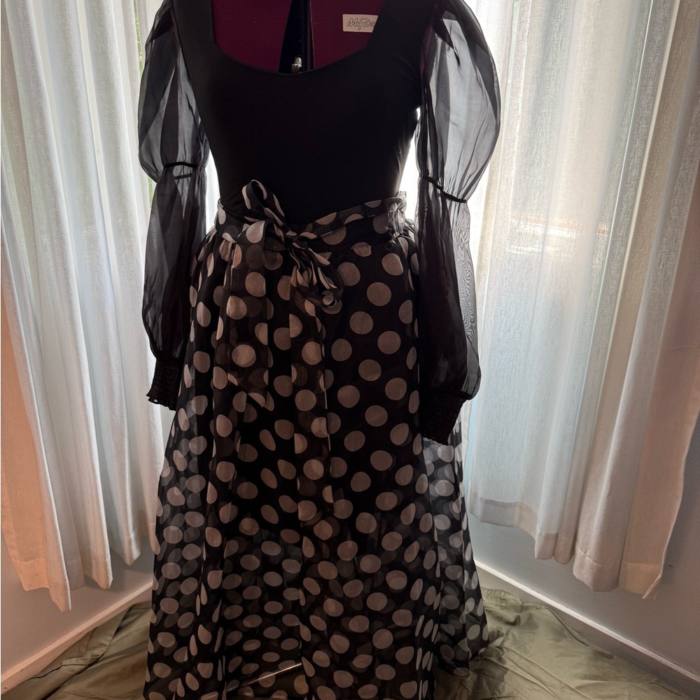 Elegant Black and White Polka Dot Skirt